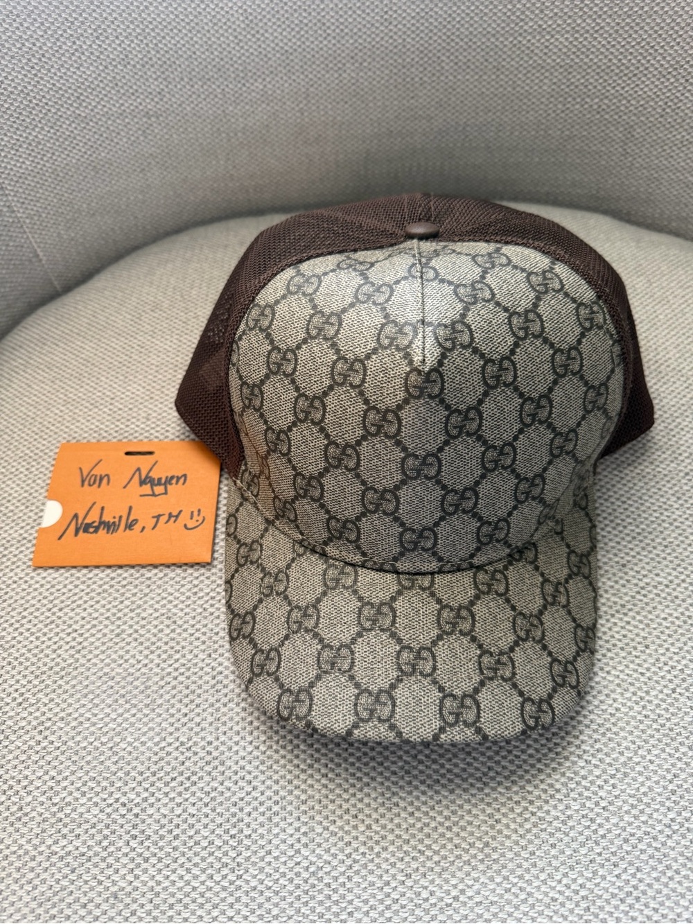 Gucci Brown GG Monogram Trucker Cap